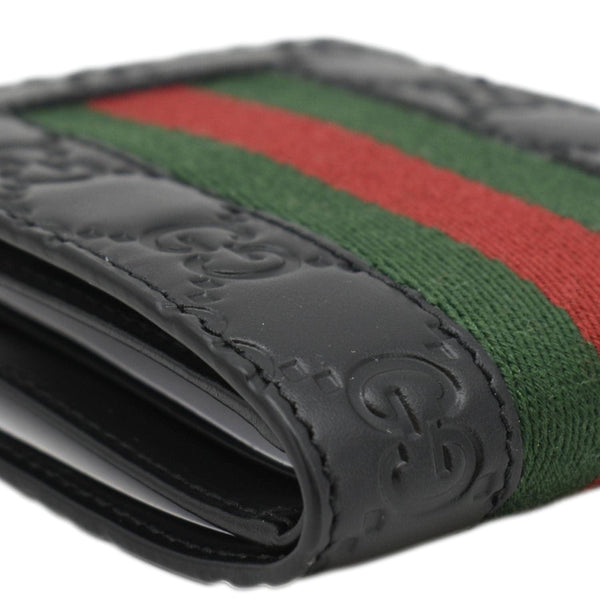 GUCCI Signature Web Leather Men's Bifold Wallet Black 408827
