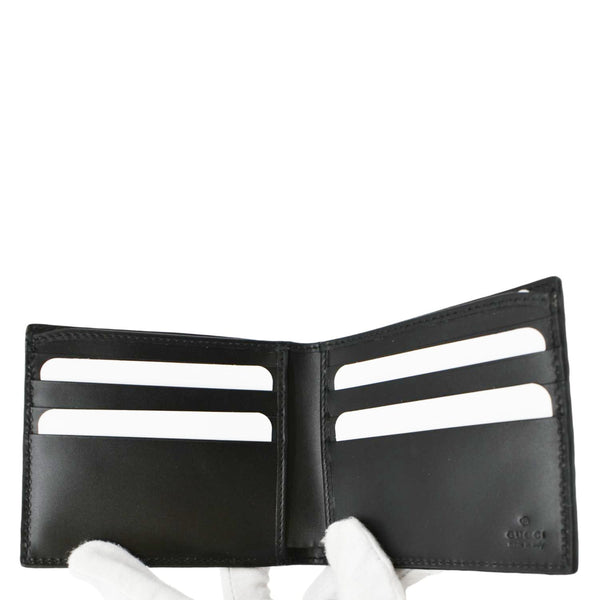 GUCCI Signature Web Leather Men's Bifold Wallet Black 408827