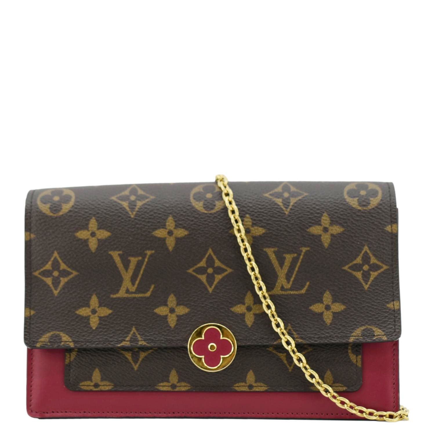 LOUIS VUITTON Flore Monogram Canvas Chain Wallet Fuchsia