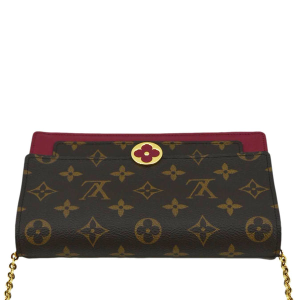 LOUIS VUITTON Flore Monogram Canvas Chain Wallet Fuchsia