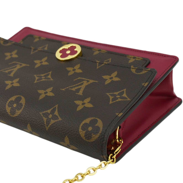 LOUIS VUITTON Flore Monogram Canvas Chain Wallet Fuchsia