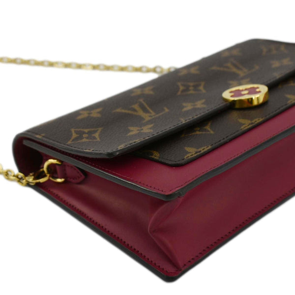 LOUIS VUITTON Flore Monogram Canvas Chain Wallet Fuchsia