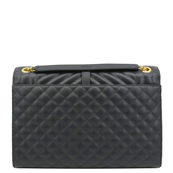 YVES SAINT LAURENT Large Envelope Chevron Leather Shoulder Bag Dark Grey
