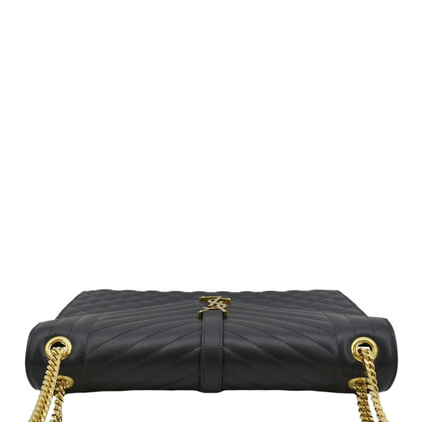 YVES SAINT LAURENT Large Envelope Chevron Leather Shoulder Bag Dark Grey