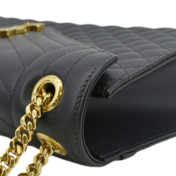 YVES SAINT LAURENT Large Envelope Chevron Leather Shoulder Bag Dark Grey