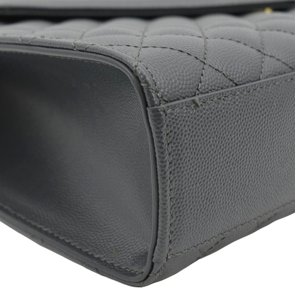 YVES SAINT LAURENT Large Envelope Chevron Leather Shoulder Bag Dark Grey