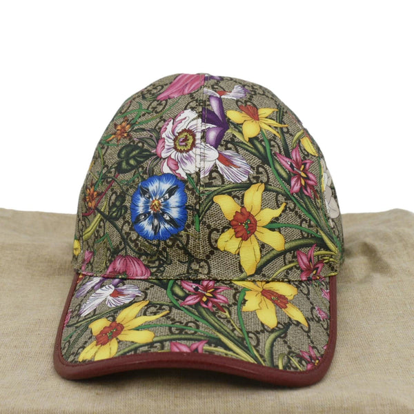 GUCCI Claudia Baseball GG Supreme Flora Canvas Hat Red 58 CM 603986