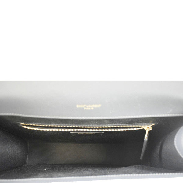 YVES SAINT LAURENT Large Envelope Chevron Leather Shoulder Bag Dark Grey