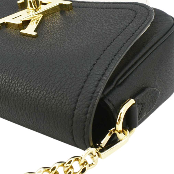 LOUIS VUITTON Lockme Tender Grained Calfskin Leather Shoulder Bag Black