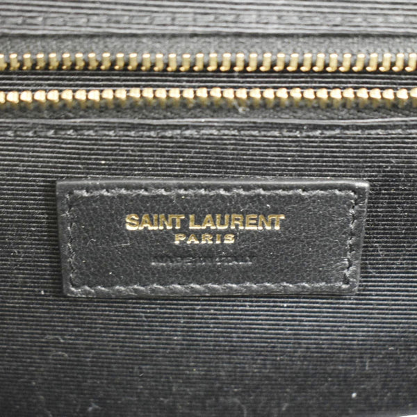 YVES SAINT LAURENT Large Envelope Chevron Leather Shoulder Bag Dark Grey