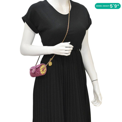 CHANEL Camellia Velvet Chain Vanity Bag Pink