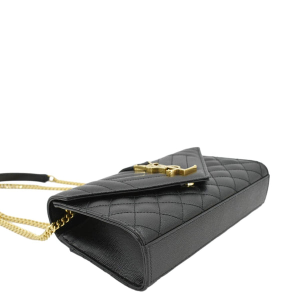 YVES SAINT LAURENT Envelope Leather Chain Crossbody Bag Small Black
