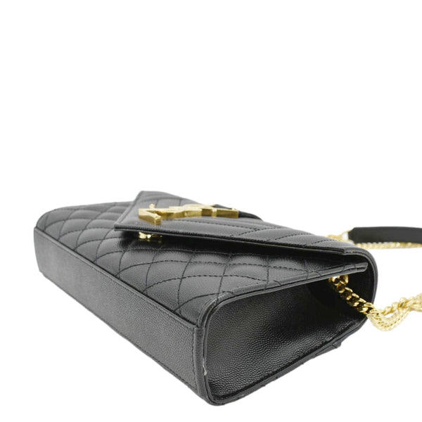YVES SAINT LAURENT Envelope Leather Chain Crossbody Bag Small Black