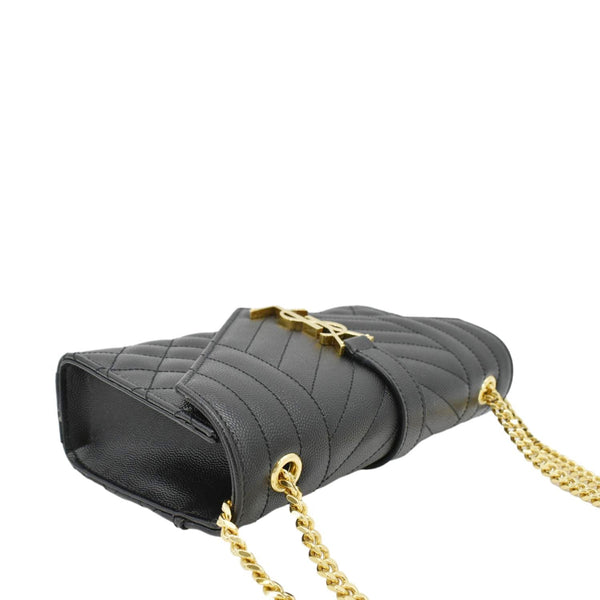 YVES SAINT LAURENT Envelope Leather Chain Crossbody Bag Small Black