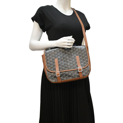 Goyard Belvedere MM Goyardine Canvas Crossbody Bag Tan