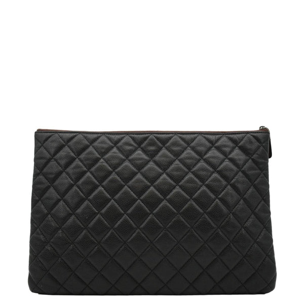 CHANEL Classic O-Case Caviar Leather Zip Pouch Black
