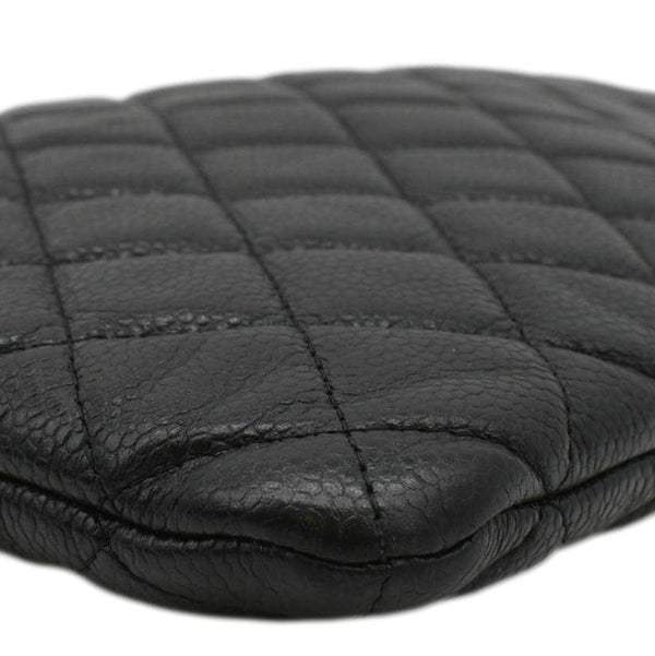 CHANEL Classic O-Case Caviar Leather Zip Pouch Black