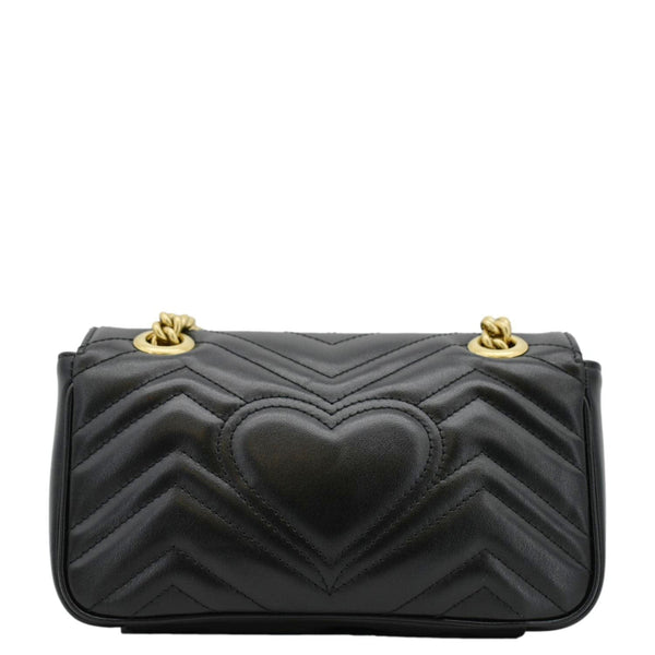GUCCI GG Marmont Mini Leather Shoulder Bag Black 446744
