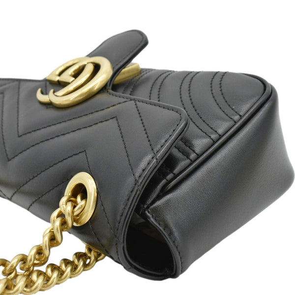 GUCCI GG Marmont Mini Leather Shoulder Bag Black 446744