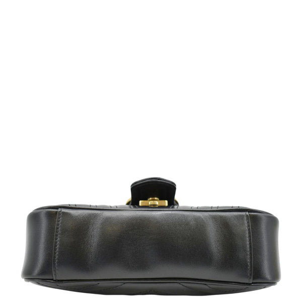 GUCCI GG Marmont Mini Leather Shoulder Bag Black 446744