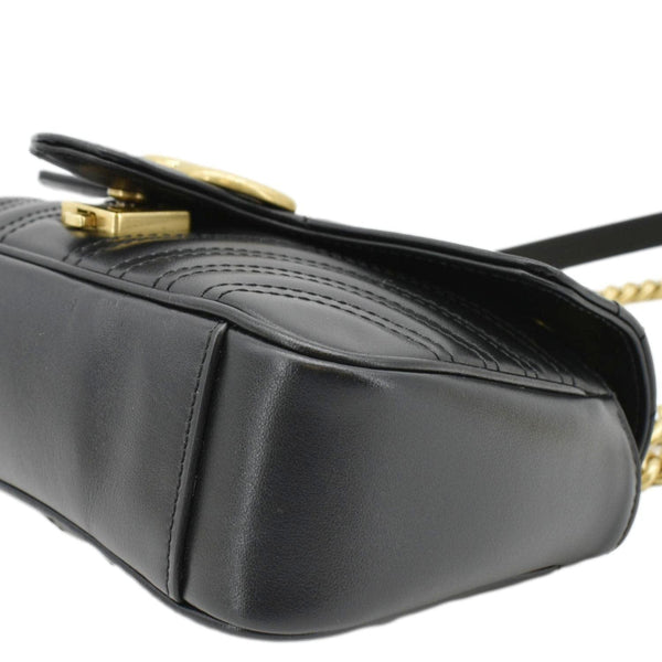 GUCCI GG Marmont Mini Leather Shoulder Bag Black 446744