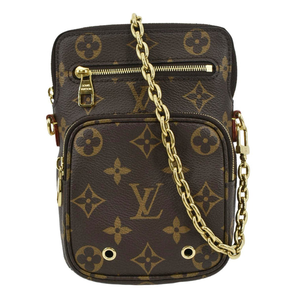 LOUIS VUITTON Utility Phone Sleeve Monogram Canvas Crossbody Bag Brown