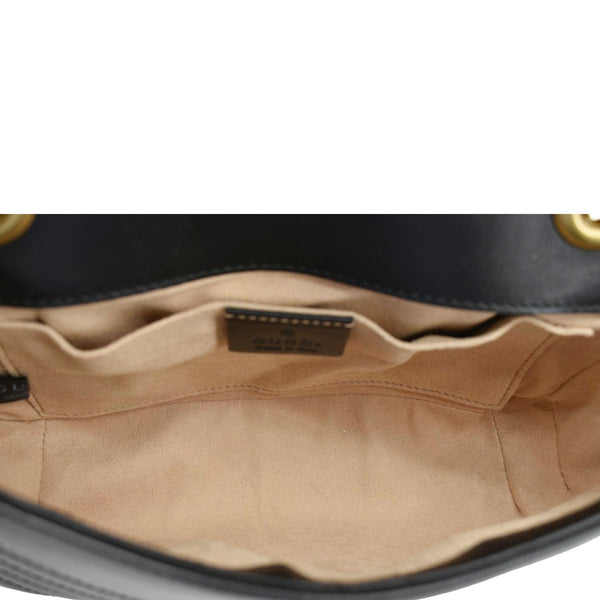 GUCCI GG Marmont Mini Leather Shoulder Bag Black 446744