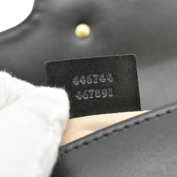 GUCCI GG Marmont Mini Leather Shoulder Bag Black 446744