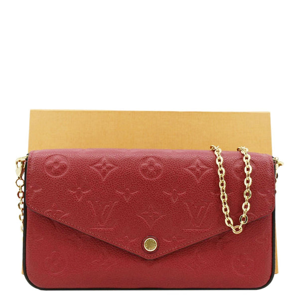LOUIS VUITTON Felicie Monogram Empreinte Leather Pochette Crossbody Bag Red