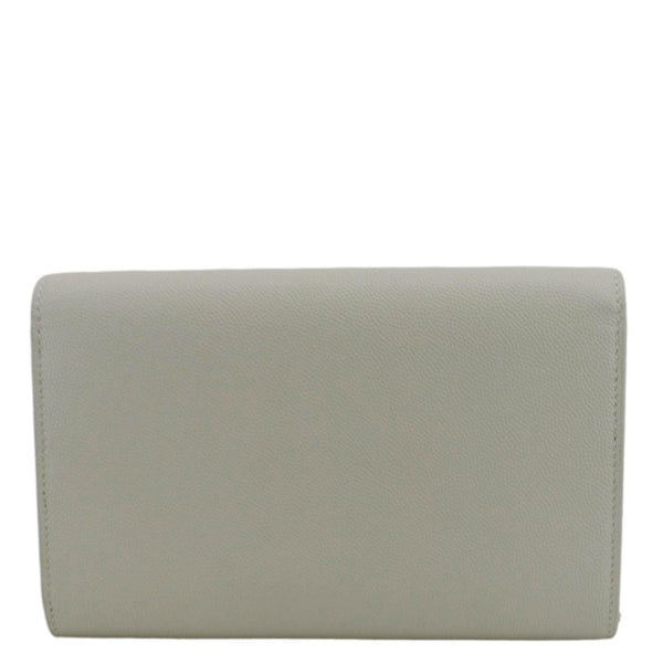 YVES SAINT LAURENT Uptown Grain De Poudre Embossed Leather Chain Wallet White