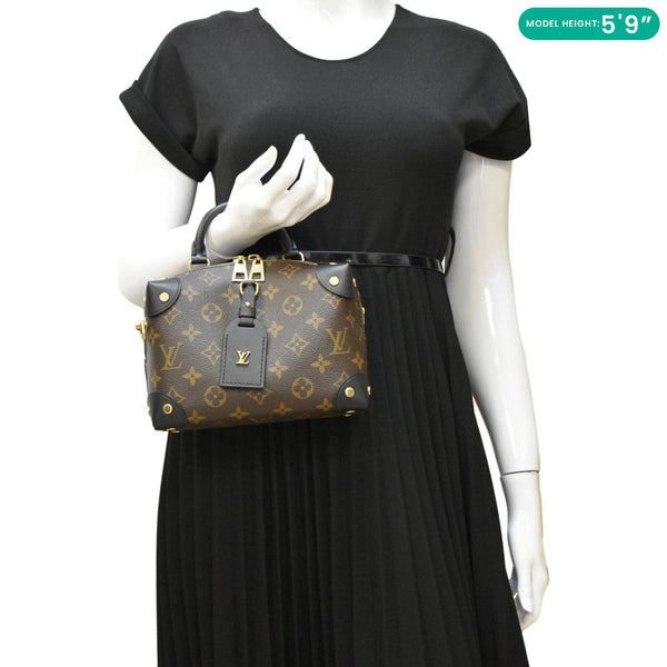 LOUIS VUITTON Petite Malle Souple Monogram Canvas Shoulder Bag Black