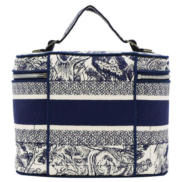 CHRISTIAN DIOR Travel Oblique Embroidery Canvas Vanity Case Blue