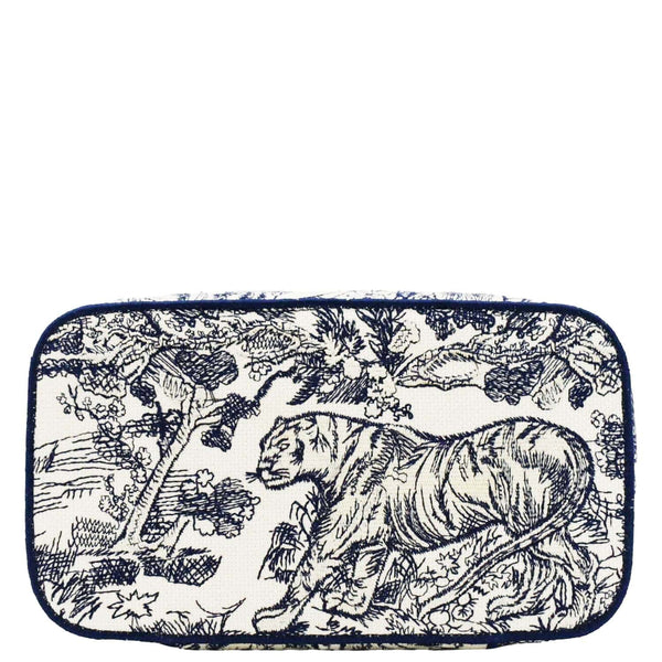 CHRISTIAN DIOR Travel Oblique Embroidery Canvas Vanity Case Blue