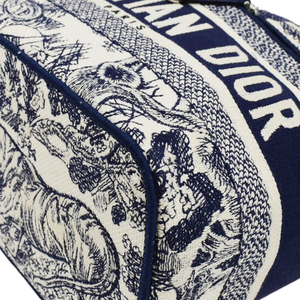 CHRISTIAN DIOR Travel Oblique Embroidery Canvas Vanity Case Blue