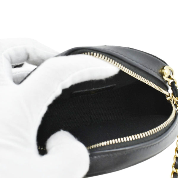 CHANEL Oval CC Leather Vanity Chain Mini Crossbody Clutch Black