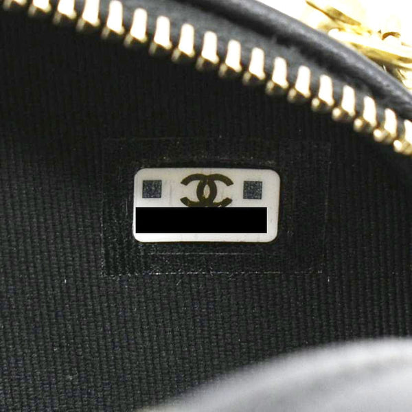 CHANEL Oval CC Leather Vanity Chain Mini Crossbody Clutch Black