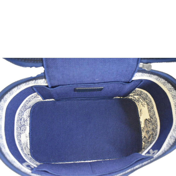 CHRISTIAN DIOR Travel Oblique Embroidery Canvas Vanity Case Blue