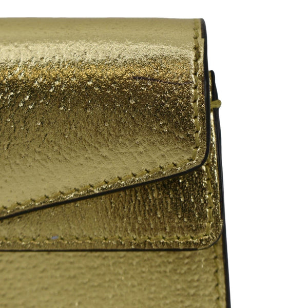 GUCCI Dionysus Super Mini Metallic Leather Crossbody Bag Gold 476432