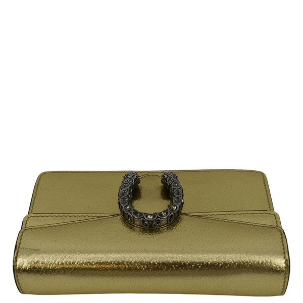 GUCCI Dionysus Super Mini Metallic Leather Crossbody Bag Gold 476432