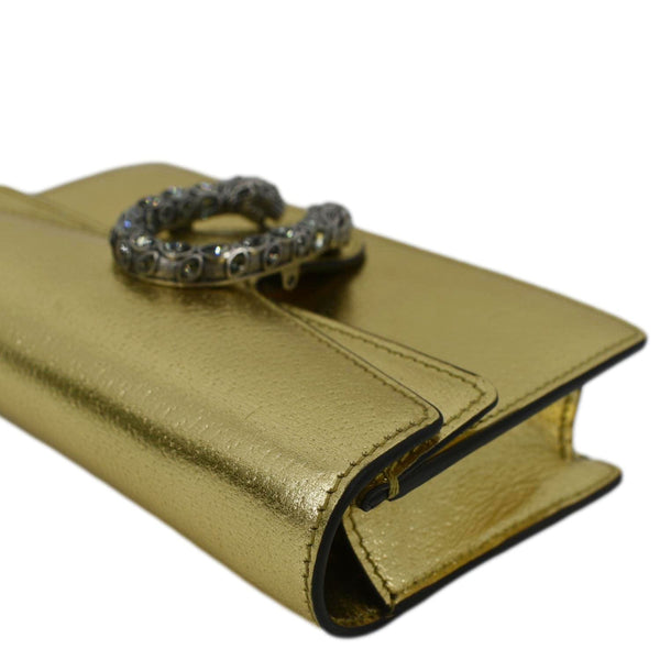 GUCCI Dionysus Super Mini Metallic Leather Crossbody Bag Gold 476432