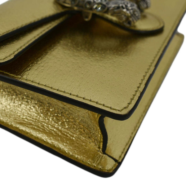 GUCCI Dionysus Super Mini Metallic Leather Crossbody Bag Gold 476432