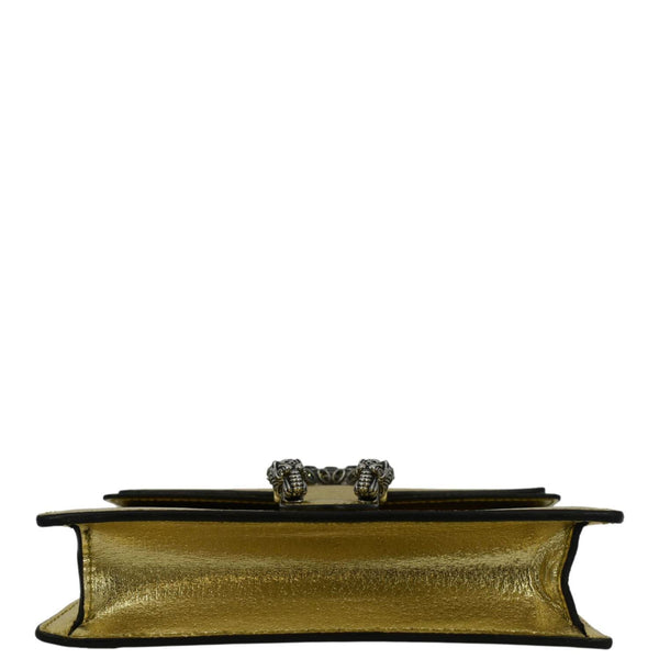 GUCCI Dionysus Super Mini Metallic Leather Crossbody Bag Gold 476432