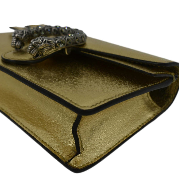 GUCCI Dionysus Super Mini Metallic Leather Crossbody Bag Gold 476432