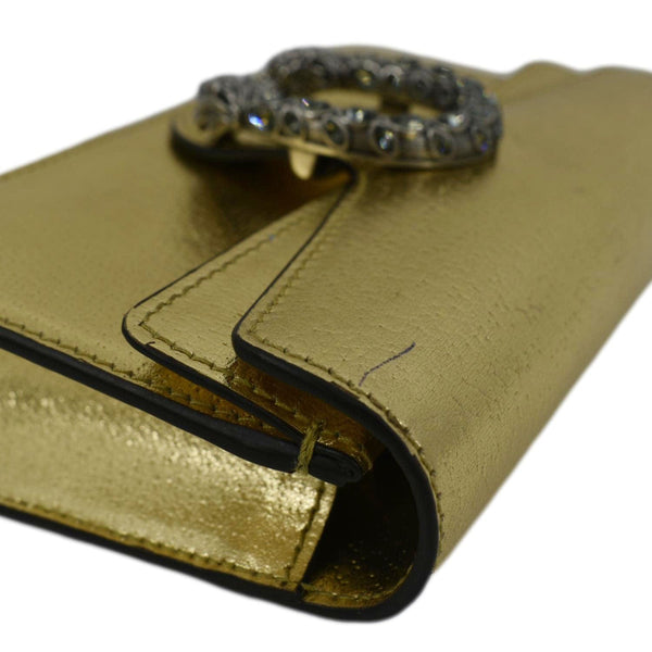 GUCCI Dionysus Super Mini Metallic Leather Crossbody Bag Gold 476432