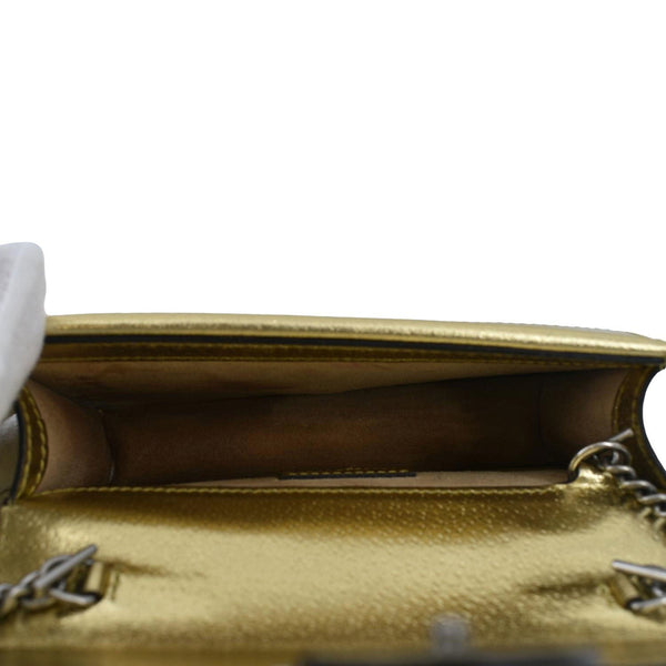 GUCCI Dionysus Super Mini Metallic Leather Crossbody Bag Gold 476432