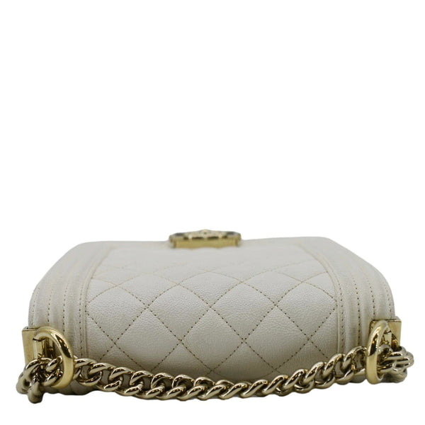 CHANEL North South Boy Quilted Leather Crossbody Bag White