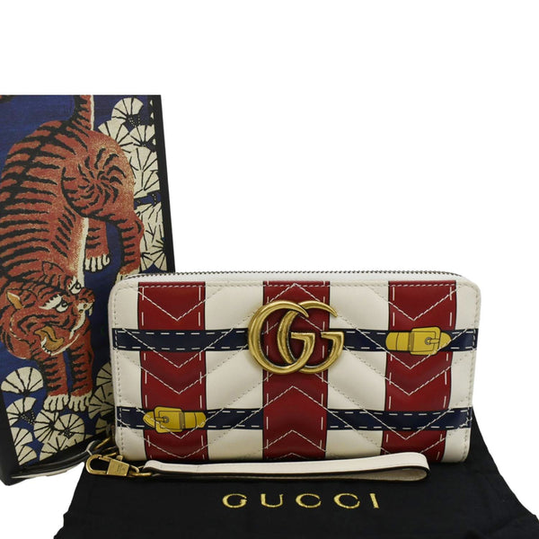 GUCCI GG Marmont Trompe L'Oeil Print Matelasse Leather Zip Around Wallet Multicolor back side