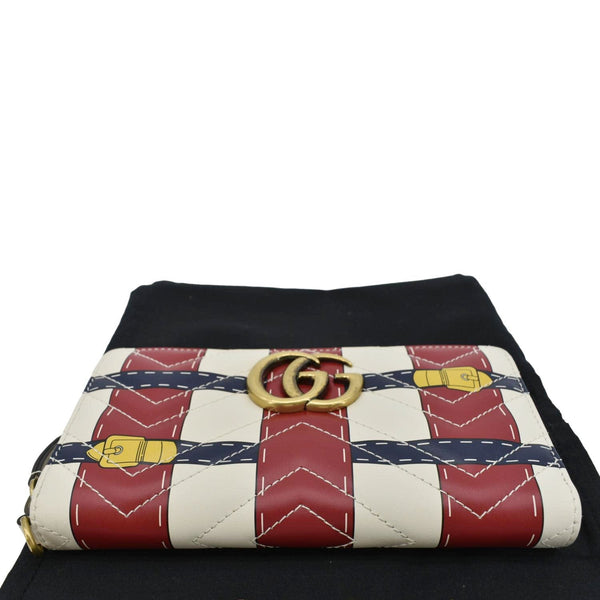 GUCCI GG Marmont Trompe L'Oeil Print Matelasse Leather Zip Around Wallet Multicolor upper look