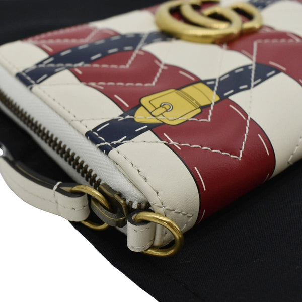 GUCCI GG Marmont Trompe L'Oeil Print Matelasse Leather Zip Around Wallet Multicolor 466490