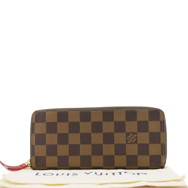 LOUIS VUITTON Clemence Damier Ebene Zippy Wallet Brown